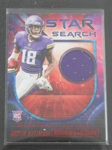 lot 34 image: 2020 Rookies & Stars Star Search Red Justin Jefferson Jersey Relic Rookie Card