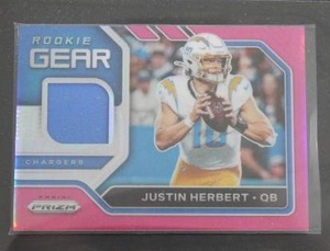 lot 40 image: 2020 Prizm Rookie Gear Pink Justin Herbert Jersey Relic Rookie Card