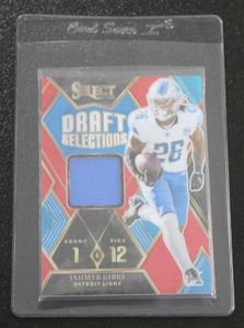 lot 45 image: 2023 Select Draft Selections Red Prizm Jahmyr Gibbs Jersey Relic Rookie Card