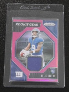 lot 46 image: 2024 Prizm Rookie Gear Pink Malik Nabers Jersey Relic Rookie Card