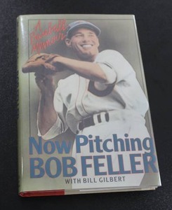 lot 82 image: Now Pitching by Bob Feller Book w Bob Feller Autograph