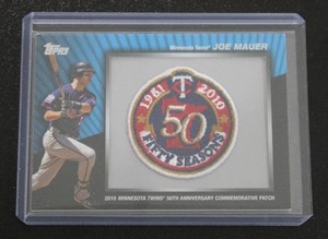 lot 150 image: 2010 Topps 50th Anniversary Commemorative Patch #MCP145 Joe Mauer