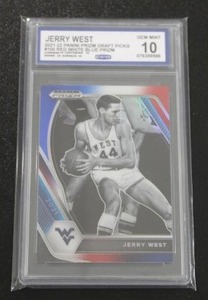 lot 163 image: 2021-22 Prizm Draft Red White Blue #100 Jerry West #100