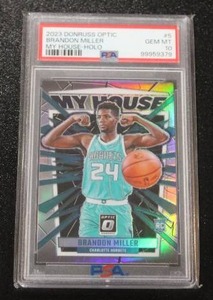 lot 172 image: 2023-24 Optic My House Silver Prizm Brandon Miller #5 Rookie Card PSA 10