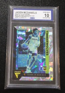 lot 174 image: 2020-21 Flux Silver Cracked Ice Prizm Jaden McDaniels Rookie Card