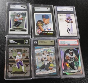 lot 182 image: Mixed Sports Graded Card Lot  6 Graded Cards