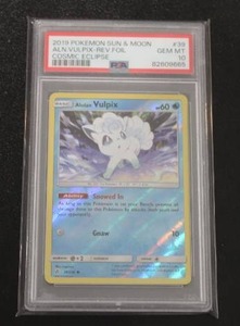 lot 203 image: 2019 Pokemon Cosmic Eclipse Reverse Holo Vulpix #39236 PSA 10