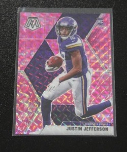 lot 153 image: 2020 Mosaic Pink Camo Prizm Justin Jefferson #209 Rookie Card