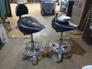 lot 85 image: 2 Homemade Motorcycle Seat Bar Stools