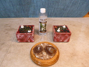 lot 118 image: 3 Handcrafted Oil Lamp Candles