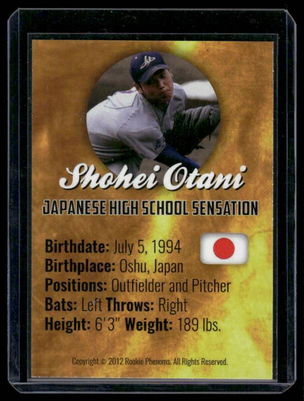 Shohei Ohtani RC 2012 Rookie Phenoms Japanese High School