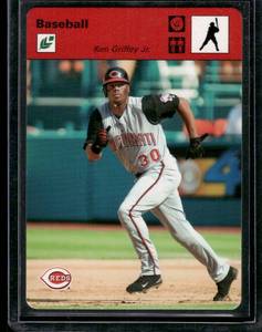 lot 6 image: Ken Griffey Jr. RARE Numbered 60  2005 Leaf Sportscasters 60 Red Batting-Glove #25 5260 Cincinnati Reds Baseball Card