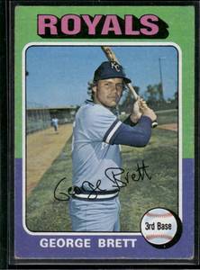 lot 11 image: George Brett RC 1975 Topps #228  Kansas City Royals Baseball Card
