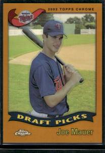 lot 35A image: Joe Mauer RC Refractor RC 2002 Topps Chrome #622  Minnesota Twins Baseball Card