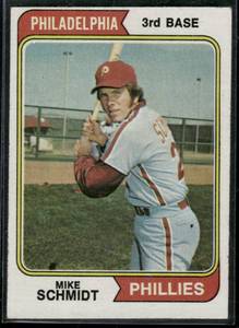 lot 43A image: Mike Schmidt 2nd Year  1974 Topps #283  Philadelphia Phillies Baseball Card