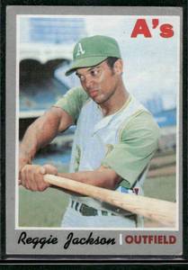 lot 48A image: Reggie Jackson 2nd Year  1970 Topps #140  Oakland Athletics Baseball Card