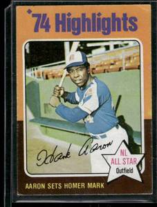 lot 49A image: Hank Aaron  1975 Topps #1  Atlanta Braves Baseball Card