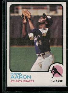 lot 79 image: Hank Aaron  1973 Topps #100  Atlanta Braves Baseball Card