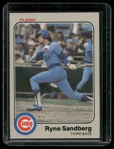 lot 80 image: Ryne Sandberg RC 1983 Fleer #507  Chicago Cubs Baseball Card
