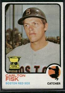 lot 139 image: Carlton Fisk Rookie Cup  1973 Topps #197  Boston Red Sox Baseball Card