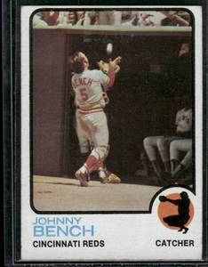 lot 141 image: Johnny Bench  1973 Topps #3080  Cincinnati Reds Baseball Card