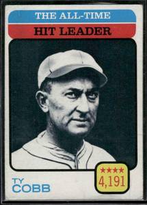 lot 171 image: All-Time Hit Leaders - Ty Cobb  1973 Topps #471  Detroit Tigers Baseball Card