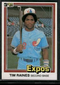 lot 188 image: Tim Raines RC 1981 Donruss #538  Montreal Expos Baseball Card
