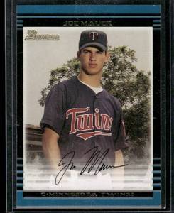 lot 247 image: Joe Mauer RC 2002 Bowman #379  Minnesota Twins Baseball Card