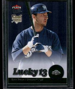 lot 285 image: Ryan Braun RC 2007 Fleer Ultra Lucky 13 #245  Milwaukee Brewers Baseball Card