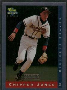 lot 287 image: Chipper Jones RC 1993 Classic Best Young Guns #YG7  Atlanta Braves Baseball Card