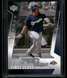 lot 299 image: Prince Fielder RC 2005 Upper Deck Pro Sigs Prospect #111  Milwaukee Brewers Baseball Card