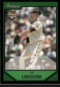lot 306 image: Tim Lincecum RC 2007 Bowman #BDP111  San Francisco Giants Baseball Card