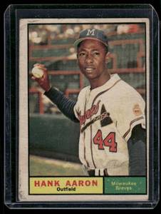 lot 19 image: Hank Aaron  1961 Topps #415  Milwaukee Braves Baseball Card