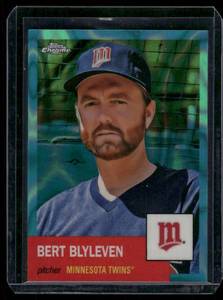 lot 102 image: Bert Blyleven 299  2022 Topps Chrome Aqua Bowman Chrome Green Refractors #343 038299 Minnesota Twins Baseball Card