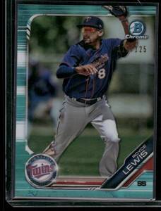 lot 108 image: Royce Lewis 125  2019 Bowman Chrome Prospects Aqua Refractor #BCP-103 112125 Minnesota Twins Baseball Card