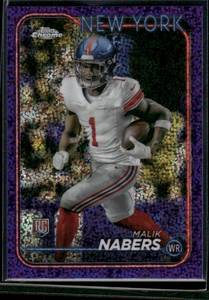 lot 20 image: Malik Nabers 275 Purple Speckle Refractor RC 2024 Topps Chrome #205 242275 New York Giants Football Card