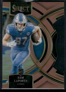 lot 21 image: Sam LaPorta 299 Die Cut Prizm RC 2024 Panini Select #374 004299 Detroit Lions Football Card