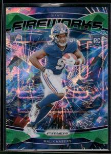 lot 96 image: Malik Nabers RC 2024 Prizm Fireworks #21  New York Giants Football Card