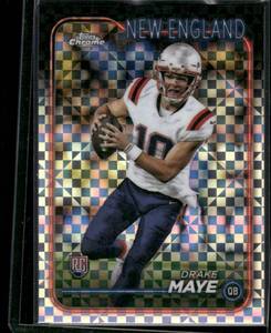 lot 97 image: Drake Maye X-Fractor RC 2024 Topps Chrome #203  New England Patriots Football Card