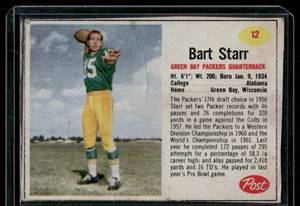 lot 24 image: Bart Starr  1962 Post #12  Green Bay Packers12 Football Card