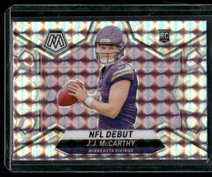 lot 27A image: J.J. McCarthy RC 2024 Mosaic Panini Prizm #275  Minnesota Vikings Football Card