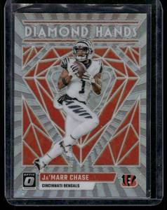 lot 153 image: JaMarr Chase  2023 Donruss Optic Diamond Hands #DH-JC  Cincinnati Bengals Football Card