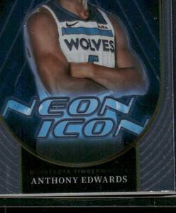 lot 281 image: Anthony Edwards  2023 Select Neon Icon #5  Minnesota Timberwolves Basketball Card
