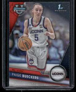 lot 56 image: Paige Bueckers RC 2024 Bowman Chrome University #90  University of Connecticut Basketball Card