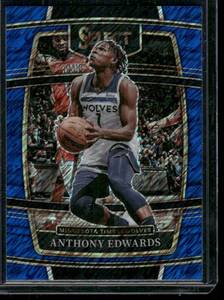 lot 57 image: Anthony Edwards  2021 Panini Select Blue Prizm #8  Minnesota Timberwolves Basketball Card