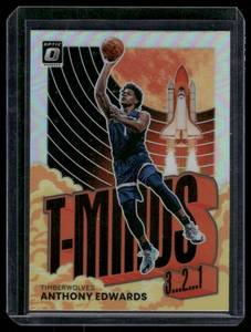 lot 58 image: Anthony Edwards  2022 Donruss Optic T-Minus 3...2...1... #11  Minnesota Timberwolves Basketball Card