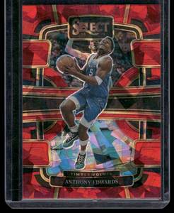 lot 59 image: Anthony Edwards  2023 Panini Select Concourse Red Prizm #37  Minnesota Timberwolves Basketball Card