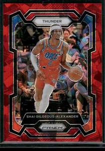 lot 201 image: Shai Gilgeous-Alexander  2023 Prizm Red Cracked Ice #85  Oklahoma City Thunder Basketball Card