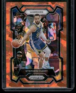 lot 203 image: Stephen Curry  2023 Panini Prizm Orange Cracked Ice #119  Golden State Warriors Basketball Card