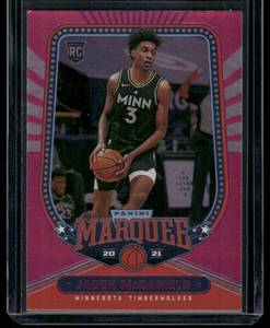 lot 86A image: Jaden McDaniels RC 2021 Pink Marquee #238 Rookie Minnesota Timberwolves Basketball Card